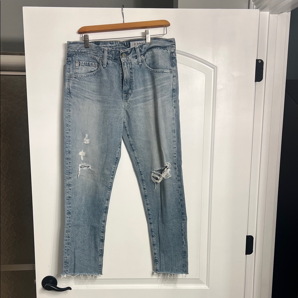 Ag Adriano Goldschmied Light Blue Boyfriend Slim Jeans